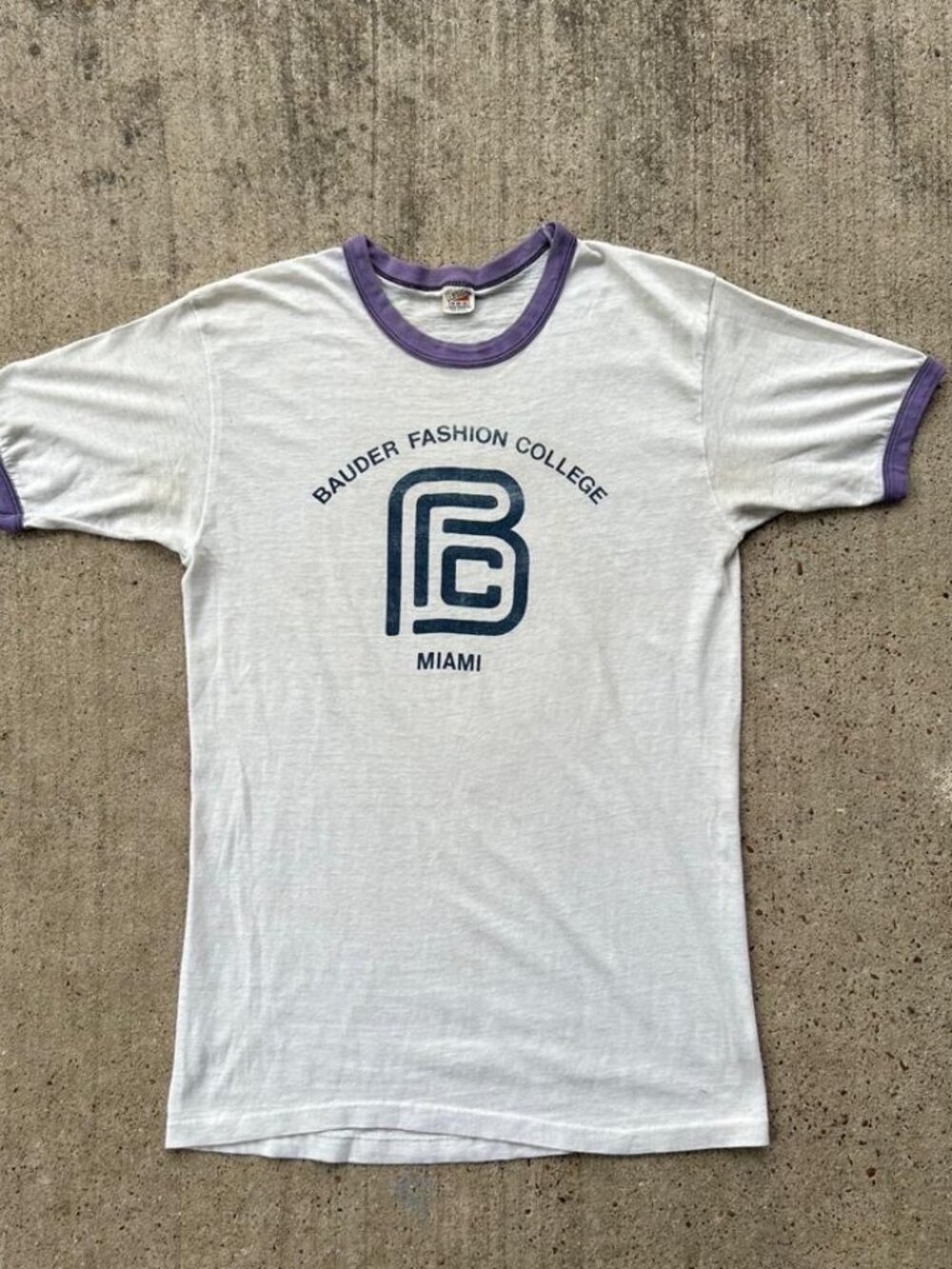 Vintage 1980s Bauder Fashion College Miami Ringer Tee